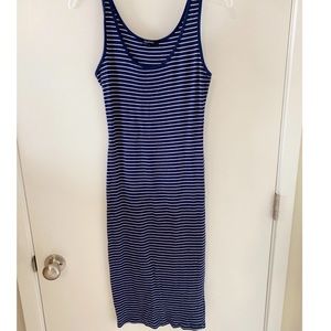 Navy blue a white ribbed bodycon dress